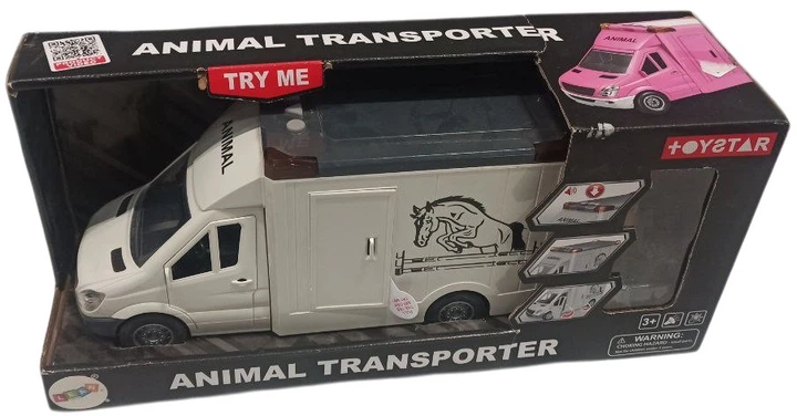 Авто-транспортер Lean Toys для коней з відчиненням дверцят та світлом і звуком Білий (20484) (5905991027713) (955555914070725) - Уцінка - зображення 3