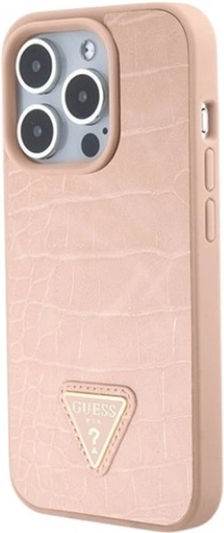 Панель Guess Croco Triangle Metal Logo для Apple iPhone 15 Pro Max Pink (3666339152291) - зображення 2