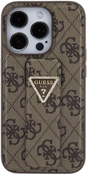 Панель Guess Grip Stand 4G Triangle Strass для Apple iPhone 15 Pro Max Brown (3666339197469) - зображення 4