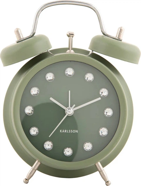 Budzik Karlsson Glam Diamonds 11.8 cm Zielony (8714302754630) - obraz 1