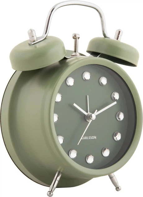 Budzik Karlsson Glam Diamonds 11.8 cm Zielony (8714302754630) - obraz 2