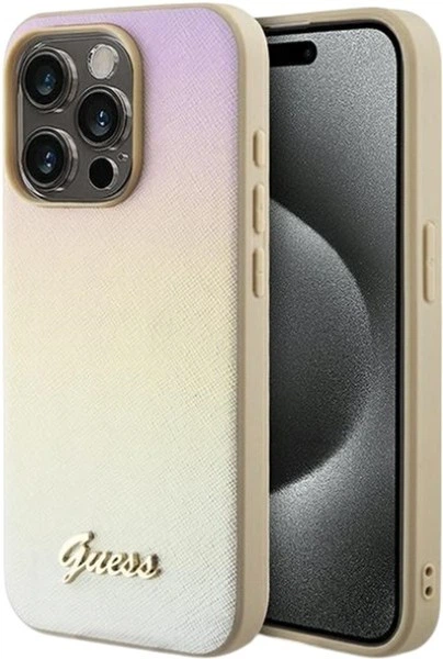 Панель Guess Saffiano Iridescent Script для Apple iPhone 15 Pro Max Gold (3666339225094) - зображення 1