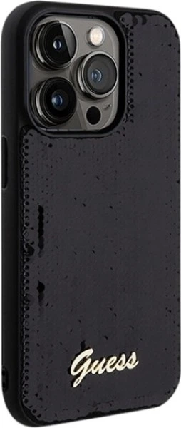 Панель Guess Sequin Script Metal для Apple iPhone 15 Pro Max Black (3666339172909) - зображення 4