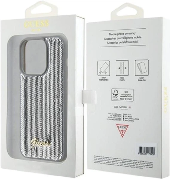 Панель Guess Sequin Script Metal для Apple iPhone 15 Pro Max Silver (3666339173180) - зображення 8