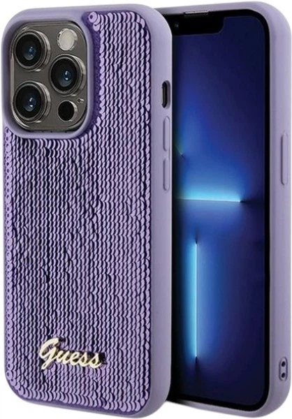 Панель Guess Sequin Script Metal для Apple iPhone 15 Pro Max Purple (3666339176259) - зображення 1