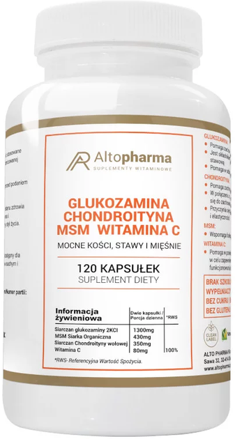 Suplement diety Altopharma Glukozamina Chondroityna MSM i WItamina C 120 kapsułek (5905370180091) - obraz 1