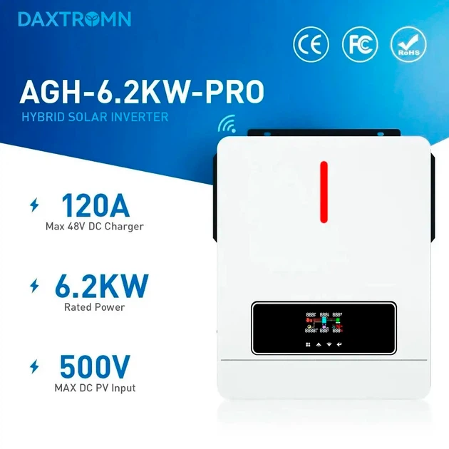 Гибридный инвертор 6.2 кВт Daxtromn AGH-6.2KW-PRO, 48 В, ток заряда 120 А, для АКБ LiFePO4, Li-ion, Lead-acid - изображение 2