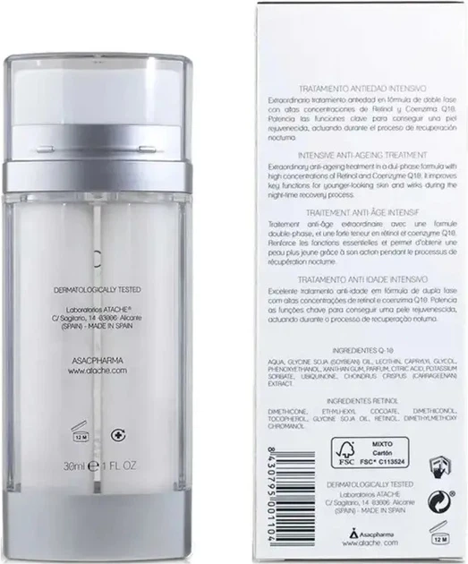 Dwuskładnikowe nocne serum do twarzy Atache Vital Age Serum 2 Retinol + CoQ10 30 ml (8430795001104) - obraz 3