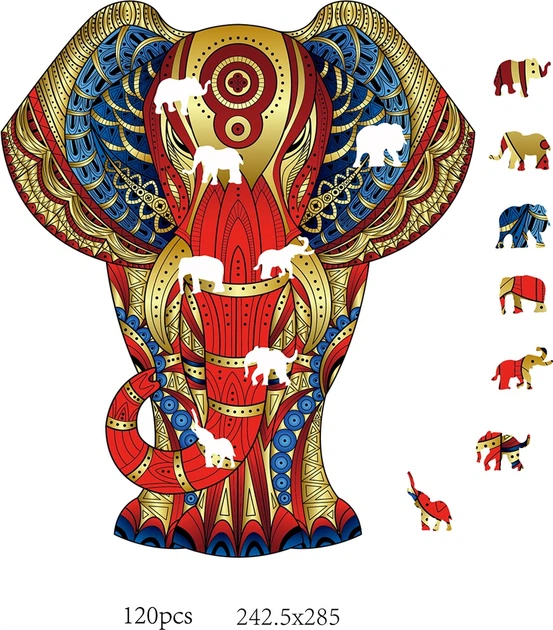 Дерев'яний пазл Eureka Слон 120 елементів 111075 (5425004736116) - зображення 3