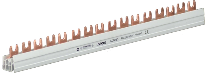Szyna łączeniowa 3-fazowa Hager KD3/10 mm² 57 modułów KDN363B (3250613740962) - obraz 2