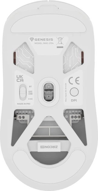 Миша Genesis Zircon 660 Pro Wireless/Bluetooth/USB White (NMG-2194) - зображення 11