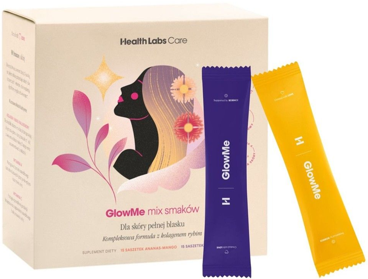 Suplement diety Health Labs Care GlowMe Kolagen z kwasem hialuronowym Ananas-mango + Malina 30 saszetek (5906146790292) - obraz 1