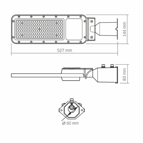 LED Ліхтар вуличний IP65 100W 11000Lm 5000К 220V SLE17 Videx - Фото 4 LED Ліхтар вуличний IP65 100W 11000Lm 5000К 220V SLE17 Videx - зображення 4