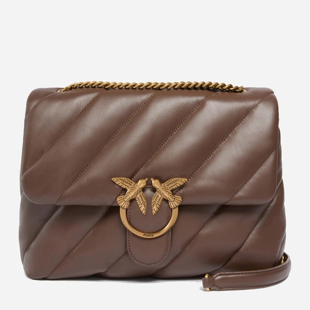 Torebka crossbody damska ze skóry naturalnej z łańcuszkiem Pinko Love Puff Big 100037A0F2 L74Q Brązowa (800070347450) - obraz 1