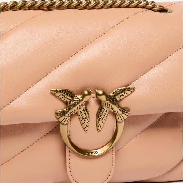 Torebka crossbody damska ze skóry naturalnej z łańcuszkiem Pinko Love Puff Classic 100038A0F2 C79Q Różowa (800070347458) - obraz 4