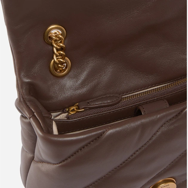 Torebka crossbody damska ze skóry naturalnej mała z łańcuszkiem Pinko Love Puff Mini 100039A0F2 L74Q Brązowa (800070347455) - obraz 3