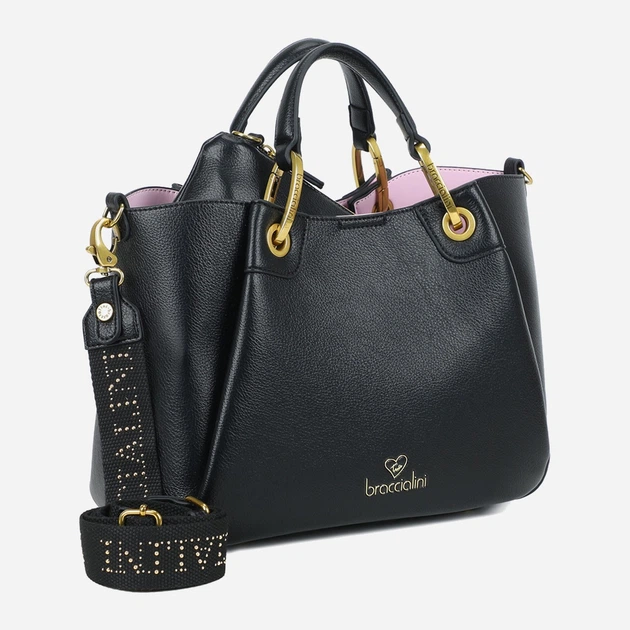Сумка крос-боді через плече жіноча зі штучної шкіри середня Braccialini Amy B18501 YY 100 Чорна (800070348938) - зображення 3