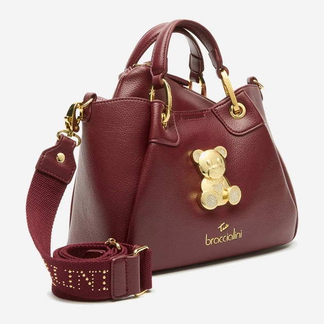 Сумка крос-боді через плече жіноча зі штучної шкіри середня Braccialini Amy B18520 YY 404 Темно-червона (800070348977) - зображення 4