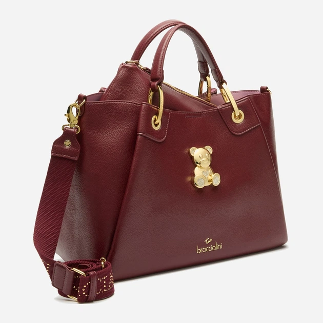 Сумка крос-боді через плече жіноча зі штучної шкіри велика Braccialini Amy B18522 YY 404 Темно-червона (800070348960) - зображення 4