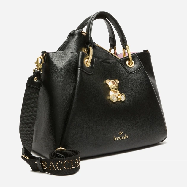 Torebka crossbody damska duża na szerokim pasku Braccialini Amy B18522 YY 100 Czarna (800070348959) - obraz 4