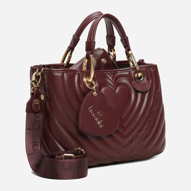 Сумка крос-боді через плече жіноча зі штучної шкіри середня Braccialini Beth Matelasse' B18551 YY 404 Темно-червона (800070348970) - зображення 4