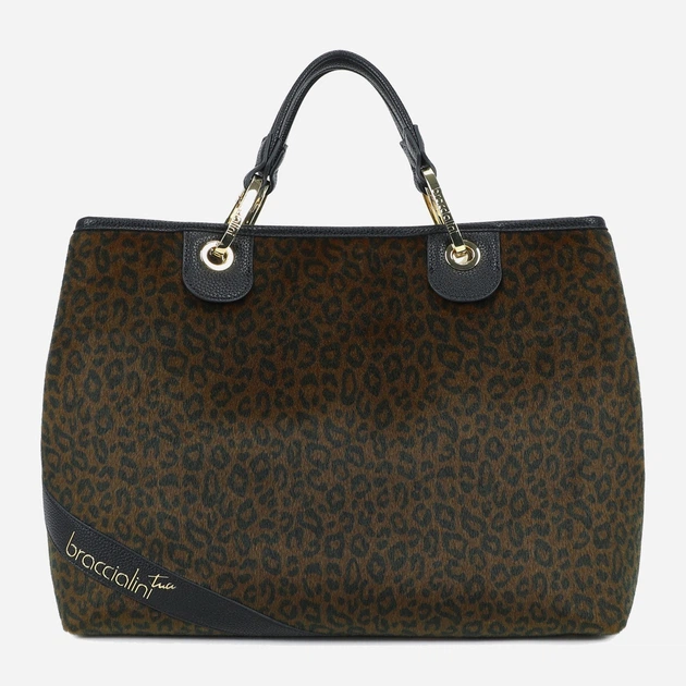 Сумка крос-боді через плече жіноча зі штучної шкіри велика Braccialini Beth Animalier B18570 YY P42 Коричнева (800070348962) - зображення 1