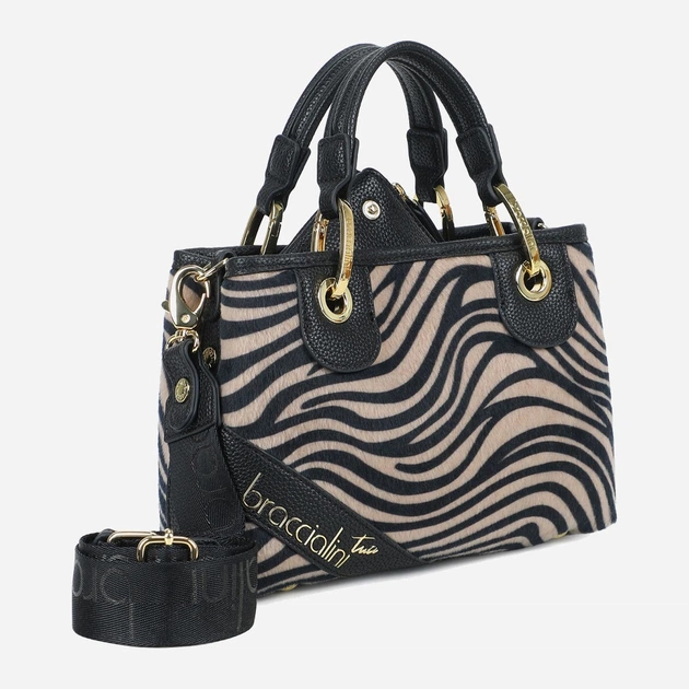 Сумка крос-боді через плече жіноча зі штучної шкіри маленька Braccialini Beth Animalier B18573 YY O03 Бежева (800070348980) - зображення 4