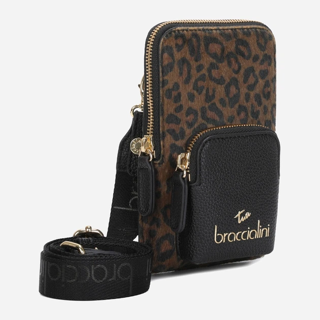 Сумка крос-боді через плече жіноча зі штучної шкіри маленька Braccialini Jinny Animalier B18632 YY P42 Коричнева (800070349005) - зображення 4