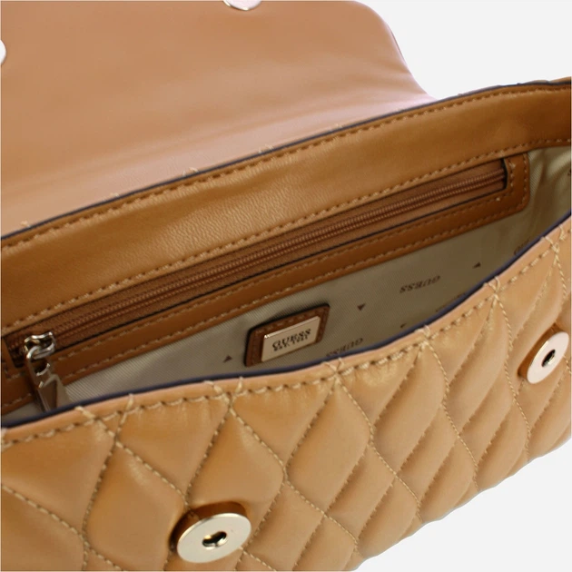 Сумка крос-боді через плече жіноча зі штучної шкіри середня Guess Valla HWQG8122200 BEI Бежева (800070344411) - зображення 5