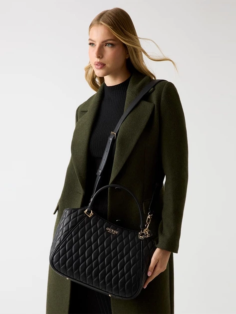 Сумка крос-боді через плече жіноча зі штучної шкіри велика Guess Valla HWQG8122220 BLA Чорна (800070344414) - зображення 2