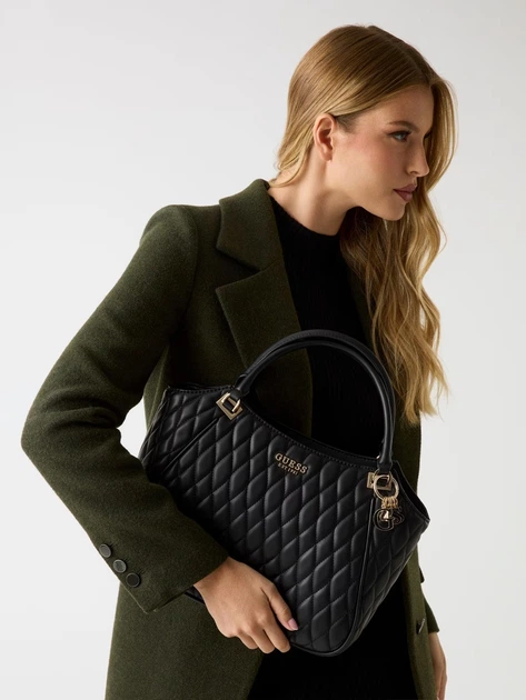 Сумка крос-боді через плече жіноча зі штучної шкіри велика Guess Valla HWQG8122220 BLA Чорна (800070344414) - зображення 4