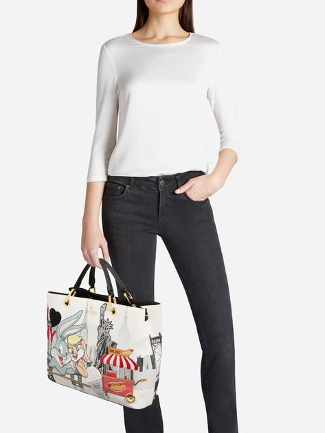 Torebka crossbody damska duża na szerokim pasku Braccialini LT201 YY 818 Biała (800070348946) - obraz 2