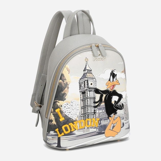 Рюкзак жіночий зі штучної шкіри Braccialini LT202 YY 818 Сірий (800070348951) - зображення 4