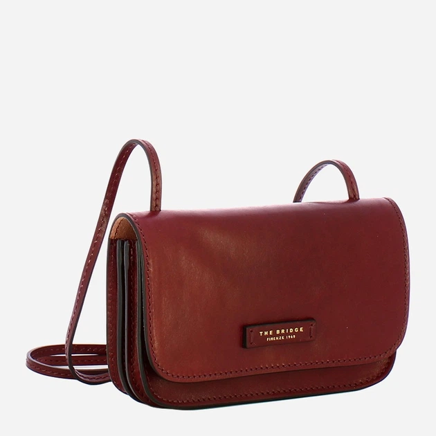Сумка крос-боді через плече жіноча з натуральної шкіри маленька The Bridge Rustici 04351101 YF Темно-червона (800070346565) - зображення 3