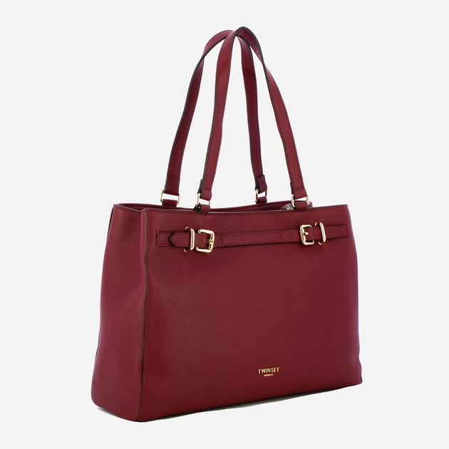 Torebka shopper ze skóry naturalnej Twinset Tote 252TB7010 05609 Czerwona (800070351201) - obraz 3