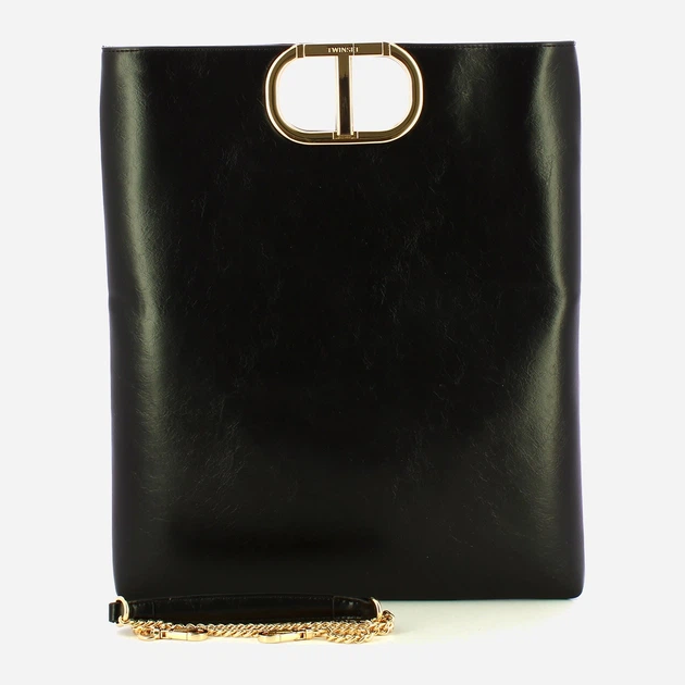 Сумка крос-боді через плече жіноча зі штучної шкіри середня Twinset Tote 252TD8090 00006 Чорна (800070351222) - зображення 2