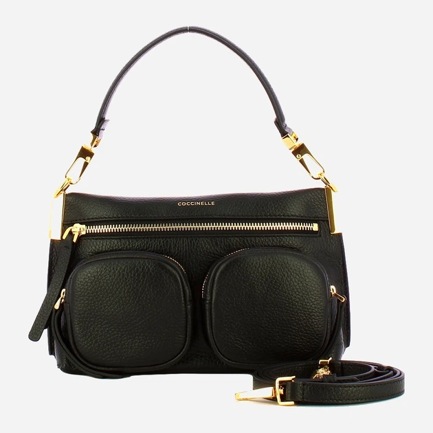 Сумка крос-боді через плече жіноча з натуральної шкіри маленька Coccinelle Coccinellehyle E1ESF180280 001 Чорна (800070350935) - зображення 4