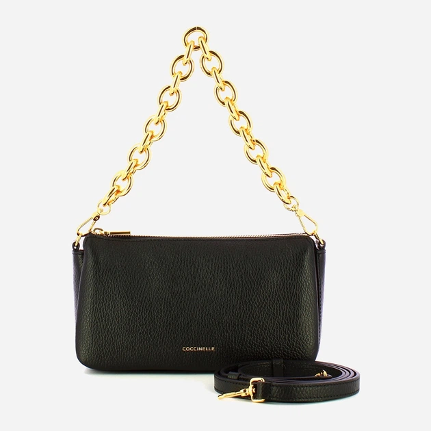 Сумка крос-боді через плече жіноча з натуральної шкіри маленька Coccinelle Iside E1EZK120280 001 Чорна (800070350957) - зображення 4