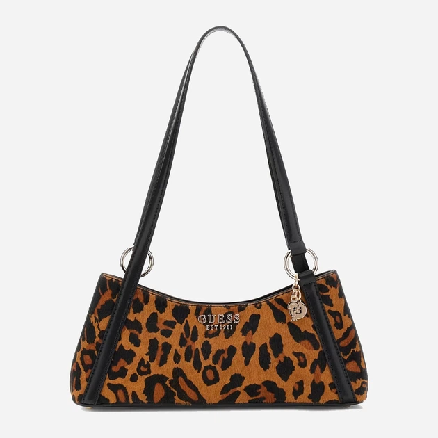 Сумка багет жіноча з натуральної шкіри середня Guess Domitilla HWLO7529180 LEO Чорна (800070344395) - зображення 1