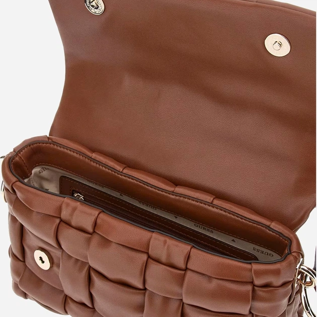 Сумка крос-боді через плече жіноча зі штучної шкіри маленька Guess Marion HWWG8072190 COG Коричнева (800070344422) - зображення 4