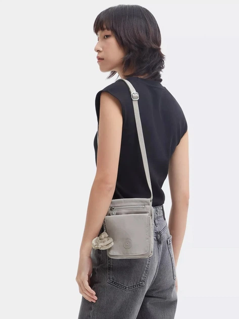 Сумка крос-боді через плече жіноча тканинна маленька Kipling New Eldorado KPKI729189L1001 Сіра (800070257190) - зображення 2