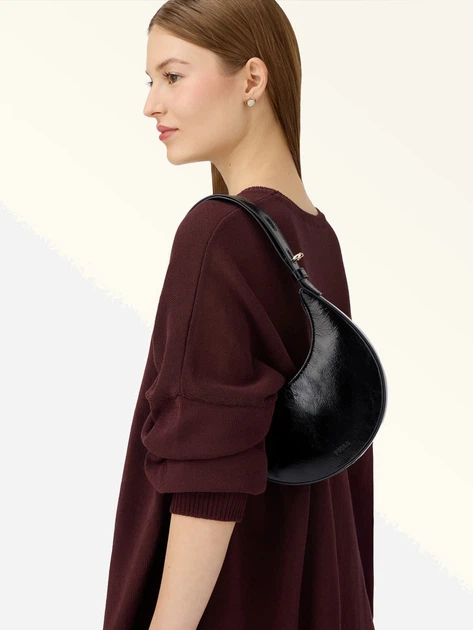 Torebka bagietka damska ze skóry naturalnej mała Furla Delizia WE00649BX4100O60001007 Czarna (800070349616) - obraz 2