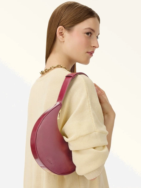 Torebka bagietka damska ze skóry naturalnej mała Furla Delizia WE00649BX41000053S1007 Czerwona (800070349608) - obraz 4