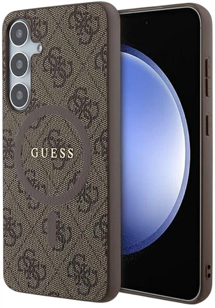 Etui plecki Guess 4G Collection Leather Metal Logo MagSafe do Samsung Galaxy S24+ Brown (GUHMS24MG4GFRW) - obraz 1