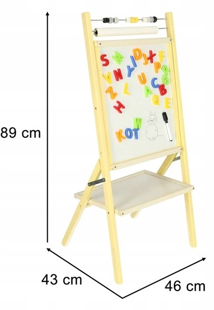 Tablica magnetyczna + kredowa KIK dwustronna drewniana liczydlo literki 37 x 48 x 90 cm KX3824 (5905325439335) - obraz 5