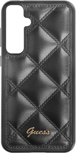 Etui plecki Guess Quilted Metal Logo do Samsung Galaxy S23 FE Black (GUHCS23FEPSQSQSK) - obraz 1