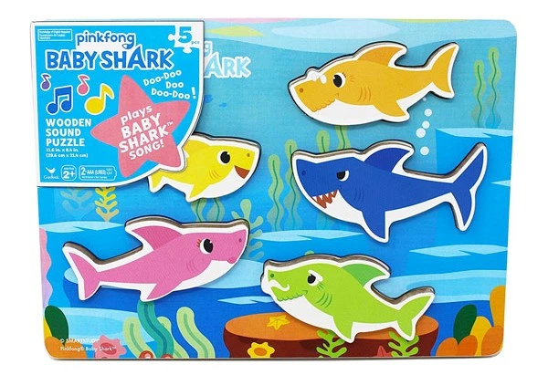 Zestaw drewnianych puzzli Spin Master Baby shark z muzyką 5 szt 6054918 (0778988287361) - obraz 2