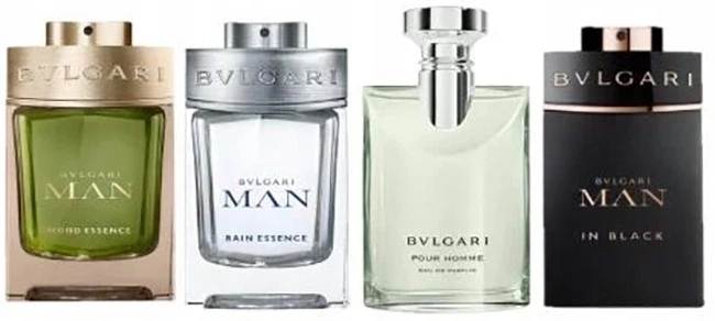 Набір мініатюр для чоловіків Bvlgari Туалетна вода Pour Homme 5 мл + Парфумована вода Wood Essence 5 мл + In Black 5 мл + Rain Essence 5 мл (783320422454) - зображення 1