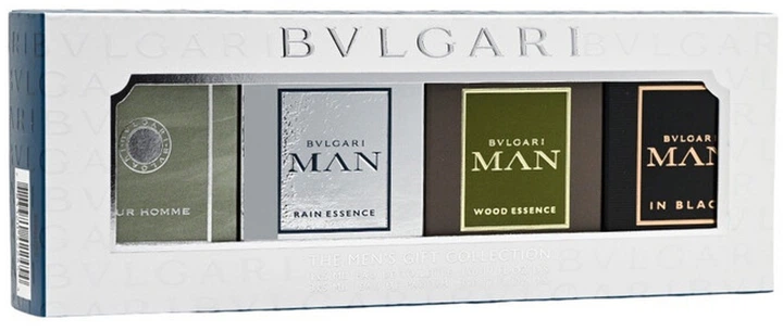 Набір мініатюр для чоловіків Bvlgari Туалетна вода Pour Homme 5 мл + Парфумована вода Wood Essence 5 мл + In Black 5 мл + Rain Essence 5 мл (783320422454) - зображення 2