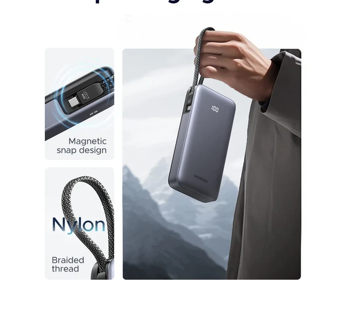 Повербанк UGREEN Nexode Power Bank 20000mAh 45W со встроенным